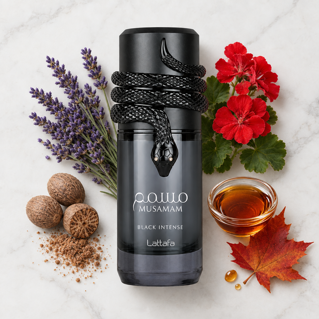 Lattafa Musamam Black Intense with fragrance notes
