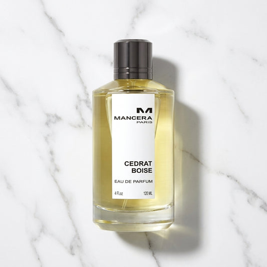 Mancera Cedrat Boise EDP bottle on marble