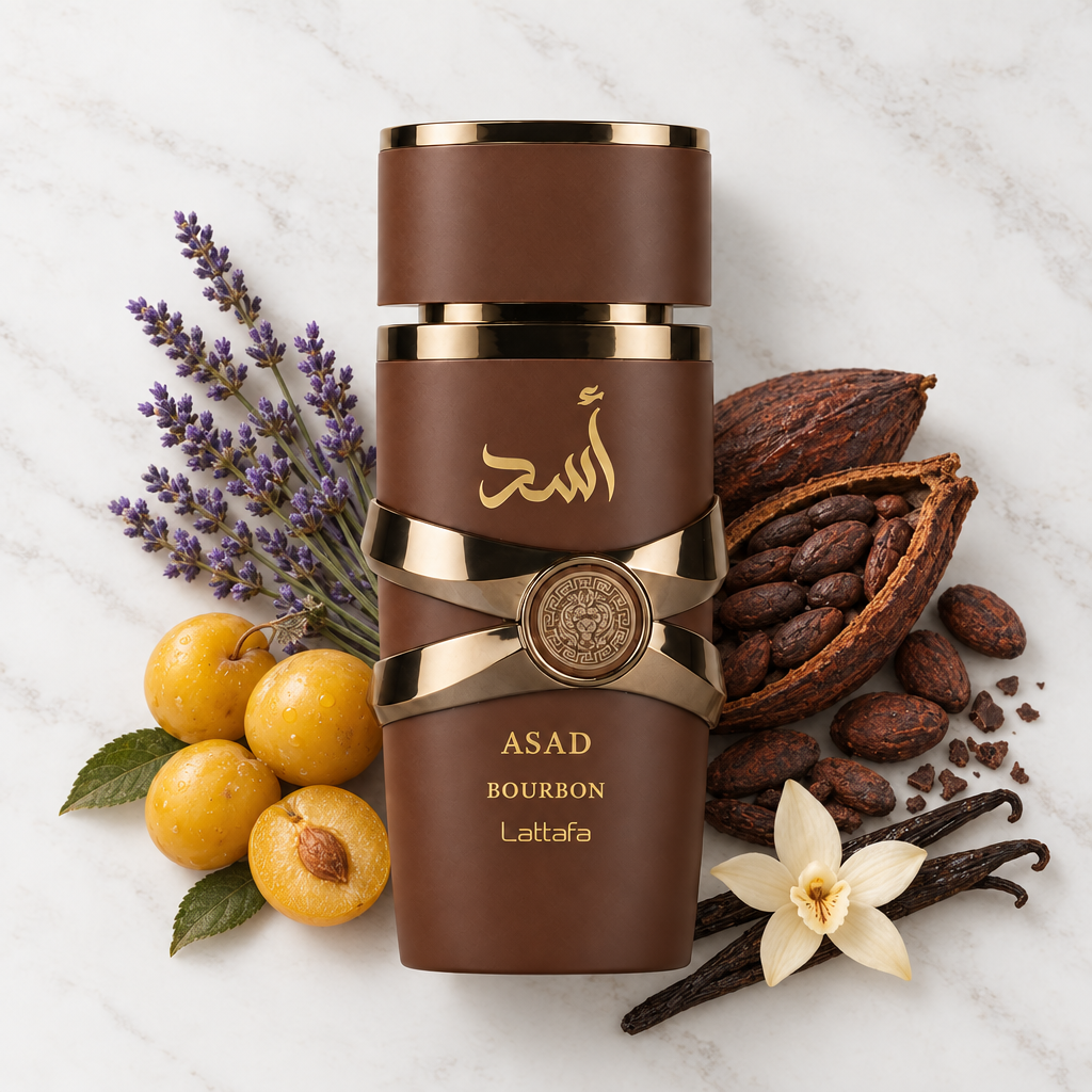 Lattafa Asad Bourbon with fragrance notes