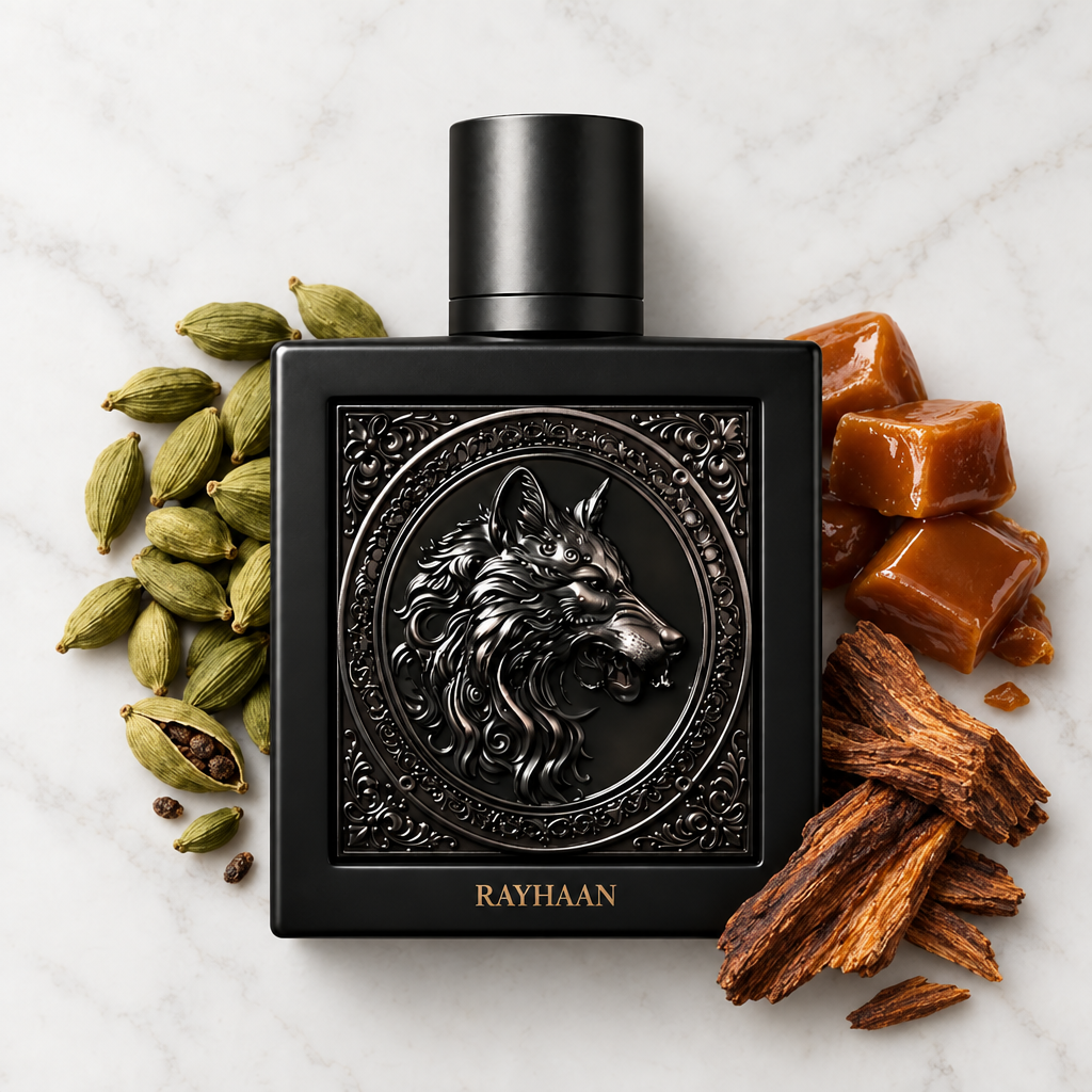 Rayhaan Wolf with fragrance notes